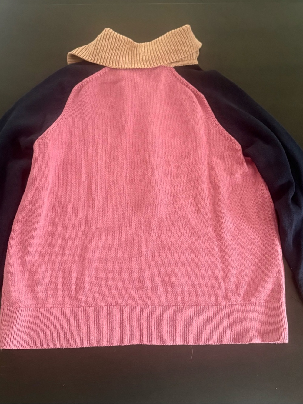Boden sweater NWT M half zip sweater. Pink/navy/tan, cotton, Current! - Picture 2 of 12